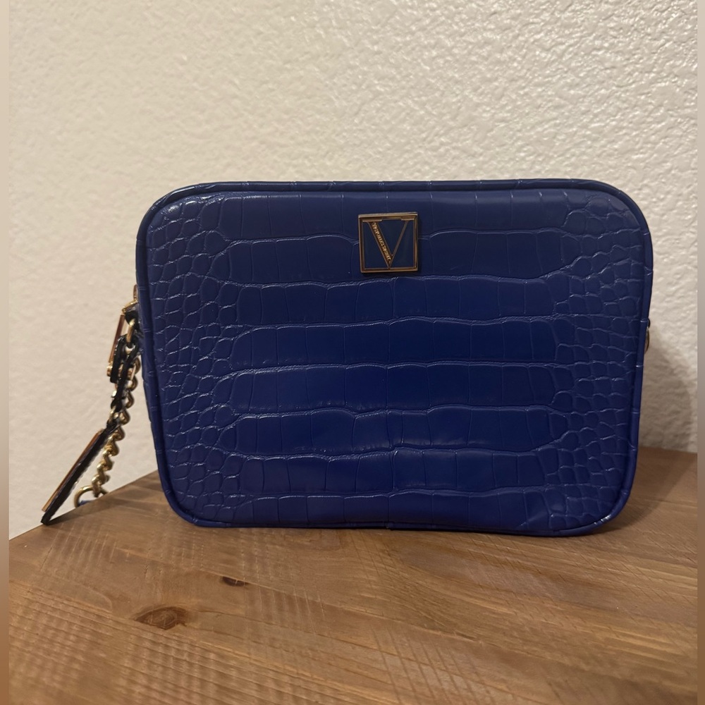 PRE-LOVED Victoria Secret Royal Blue Croc-Embossed Bag
